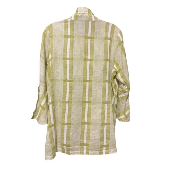 Terra-SJ Apparel Green 3/4 Sleeve Button Front Wire Collar Tunic Shirt Sz S - Picture 3 of 5